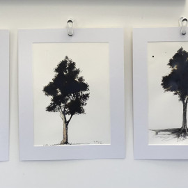 Triptych of 3 ink paintings 