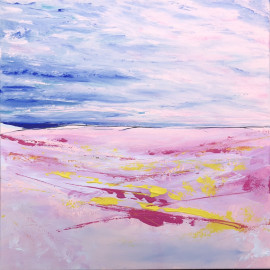 Abstract landscape in pink and blue 