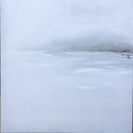 A minimalist landscape painting in subtle shades 