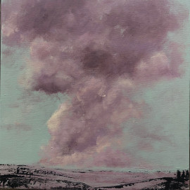 Landscape with dusky pink clouds