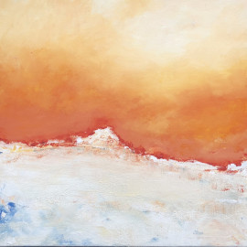 Orange abstract landscape painting 