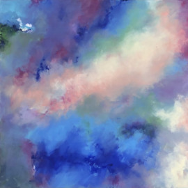 Abstracted cloud painting in bright colours