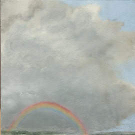 Landscape painting with rainbow