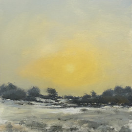 A painting of early morning sun in winter