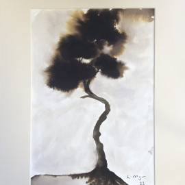 Mounted tree painting 