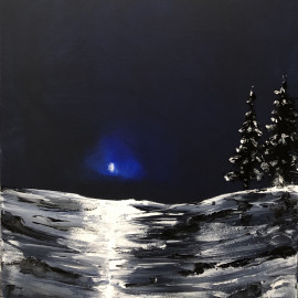 Abstracted Moonlit landscape painting