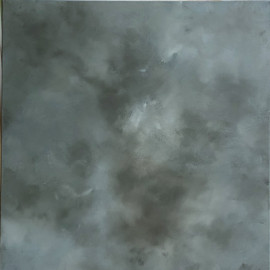 An abstracted cloudscape in shades of grey 