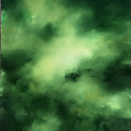 An abstract painting in green