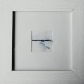 A miniature watercolour and ink painting of a snowy landscape