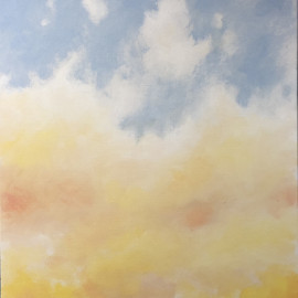 Dawn clouds in acrylic paint on canvas 