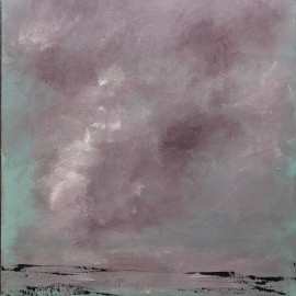 A landscape with dusky pink clouds