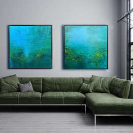Untroubled Waters I and II as a pair in a room 